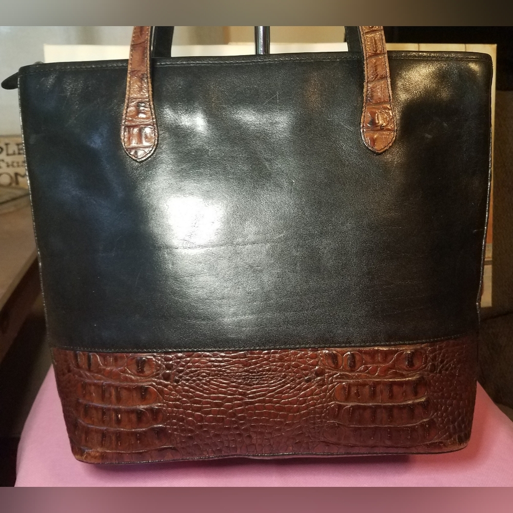 Brahmin Black Leather Tote Tuscan Pecan Melbourne Susana Collection - Picture 6 of 17